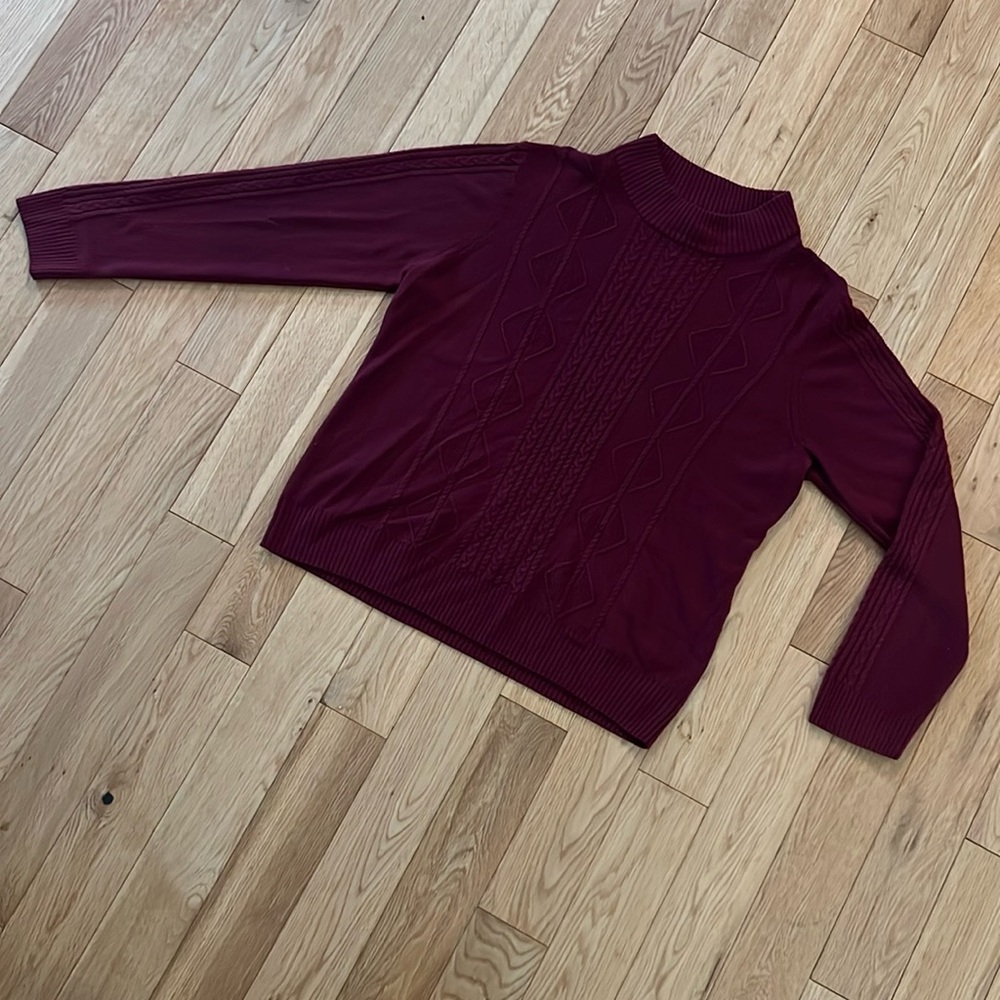 Women Petite XL the Tog Shop deep red sweater with high neckline, Acrylic Knit